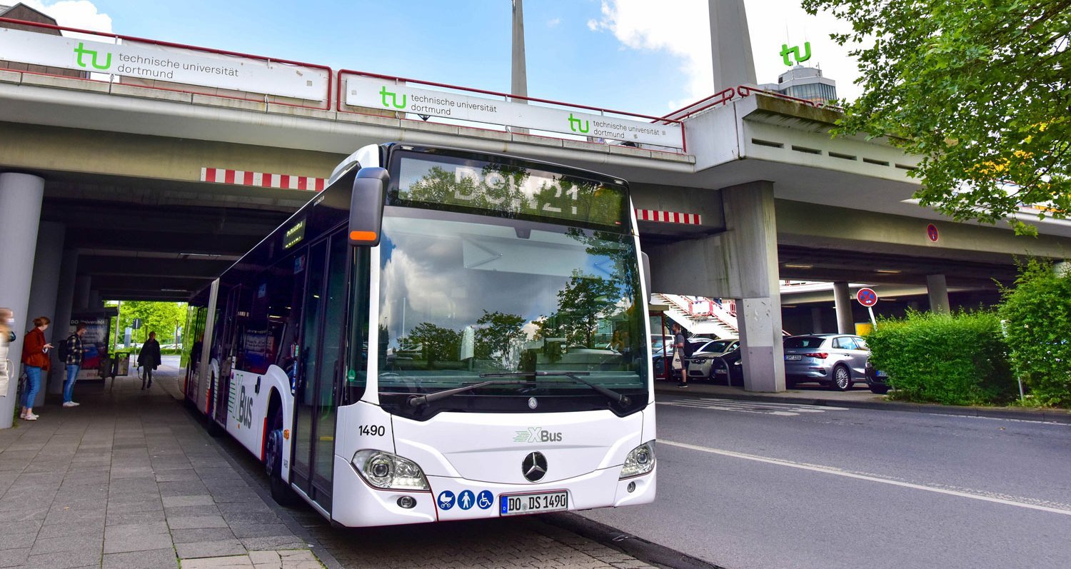 Die neue Expressbuslinie X13 am Dortmunder Technologiepark bzw. Universitätscampus. Quelle: Jörg Schimmel / DSW21