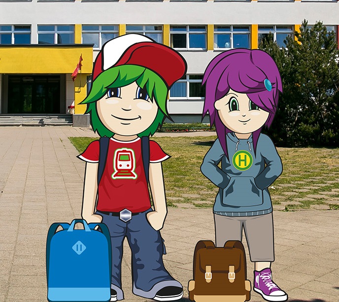 Flo und Tine mit Schultasche